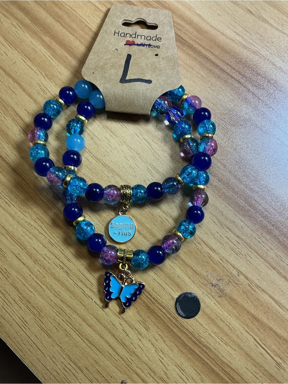 Sagittarius Blue Butterfly Beaded Bracelet Set